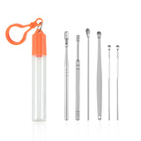 6 Pcs/Set Stainless Steel Spiral Ear Pick Spoon Ear Wax Removal Cleaner Multifunction Portable Ear Pick Ear Care Beauty Tools