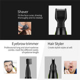 Ckeyin 5 In 1 Men's Hair Trimmer Kit Electric Beard Nose Ear Trimmer Portable Clipper Eyebrow Shaver Machine Facail Hair Remover