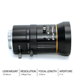 1/2.5 inch 3MP 5-50mm C-Mount Zoom Lens for IMX477 Raspberry Pi HQ Camera, with C-CS Adapter