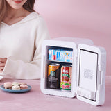 4LMini Makeup Fridge WIth LEDLight Mirror Portable Cosmetic Storage Refrigerator Cooler&amp;amp Warmer Freezer for Home Car Dual Use