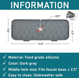 Silicone Faucet Mat for Kitchen Sink Splash Guard Bathroom Faucet Water Catcher Mat Drip Protector Draining Pad Behind Faucet