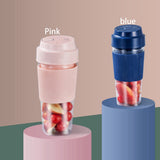 2 Set Blender Fruit Juicer Cup Mini Cordless Travel Mixer Smoothies Maker 300Ml Stirring For Milkshake, Blue &amp; Pink