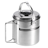 Stainless Steel Cooking Kettle Pot with Lid and Foldable Handle for Camping Hiking Fishing Picnic Backpacking Fishing Hunting