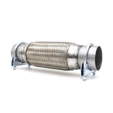 2.5" x8" x12" Stainless Steel Car Exhaust Flex Pipe Bellows Double Braid Connector Ripple Sliver With Bracket