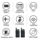 RETEVIS 2 pcs Mini Walkie Talkie PMR 446 Portable Two-way Radio ht PTT Walkie-talkies RT622 Portable Radio for Hunting Cafe RT22