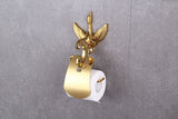 FREE SHIPPING Swan style Gold Pvd roll holder with cover Crystal toilet paper holder New