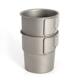 Ultralight 300ml Titanium Coffee Cup Tea Cup Water Mug with Foldable Handles for Home Outdoor Camping Hiking Backpacking Picnic