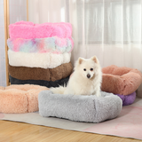 Pet Beds Long Plush Dog Bed Square Solid Color Puppy Beds Mat for Little Medium Large Pets Supplies Winter Warm Bed Cat Cushions