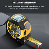 3in1 Laser Rangefinder 5m Tape Measure Ruler LCD Display with Backlight Distance Meter Building Device Area Volumes Surveying