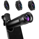 Phone Camera Lens 22X Telescope Zoom Lens, 4K HD 0.67X Super Wide Angle Lens, Metal Tripod and Phone Fish Eye Len