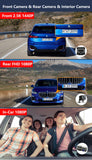 3 CHs Dash Cam Rear View Mirror FHD 1440P Car Video Recorder Carplay &amp; Android Auto WiFi Miracast GPS Navigation Bluetooth DVRsv