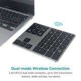 2.4G+BT5.0 Dual-mode Numeric Keyboard 35 Keys Financial Accounting Keyboard Aluminum Alloy Shell Built-in 300mAh Battery
