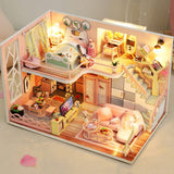 Assemble DIY Wooden House Dollhouse kit Wooden Miniature Doll Houses Miniature Dollhouse toys With Furniture LED Lights Gift