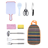 Stainless Steel Picnic Tableware Flatware Outdoor Picnic Campping Cookware Set 8PCS Fork Knife Utensil Scissors Spoon Set