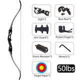 54 inch Recurve Bow 30-50 lbs Riser Length 17 inch American Hunting Bow Outdoor Sport Recurve Bow Archery Hunting Shooting