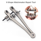 Practical Watch Case Screw Back Opener Wrench V-Shape Watchmaker Repair Tool Adjustable Clamp Back Opener Wrench