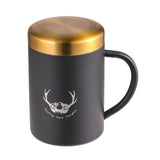 Nordic Style 400ml Coffee Cup with Lid 304 Stainless Steel Office Mug with Handle Home Student Double-Layer Insulated Water Cup