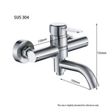 304 Stainless Steel Wall Mount Cold Hot Water Mixer Triple Valve Long Nozzle Tap Bathroom Shower Faucet