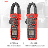 HT208A/D Professional Digital Clamp Meter Anto-Range 1000A 1000V AC DC Current Clamp True RMS VFD REL Ohm Capacitor NCV Tester