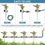 Garden Sprinklers 360Degree Automatic Rotating Lawn Sprinkler With Water Stop Rings Adjustable Pulsating Sprinklers 4Pcs
