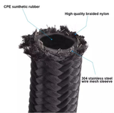5M AN6 Black Stainless Steel Braided Nylon Hose Fuel Pipe Oil Cooler System Adapter Kit 6AN 0/45/90/180Degree Hose End Fitting