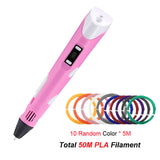 3D Printing Pen Digital Display Intelligent 3D Pen High Temperature 3D Graffiti Painting Pens with USB Educational Toys Gift