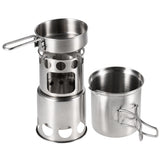 Outdoor Camping Stove Foldable Wood Stove Cooking Pot Set Outdoor Stove Burners Tableware Cookware for Backpacking Fishing