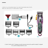 Kemei Cordless Transparent Hair Clipper for Beginner Salon Fade Hair Cutter Beard Trimmer Razor LED Display Grooming Kit