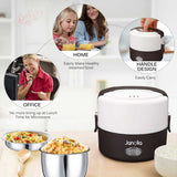 200W 1.3L Mini Rice Cookers Electric Lunch Box 2 Layer Heat Preservation Portable Steamer for Home Car School Office Bring Meal