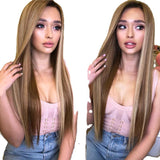 Chemical fiber wig women's long straight hair chemical fiber headgear