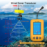 Portable Fish Finder Handheld Wired Fish Depth Finder Kayak Boat Fishfinder with Sonar Transducer  For Outdoor Fish Finder