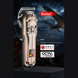 Kemei Hair Trimmer KM-2618 Rechargeable Hair Clipper Haircut Machine oil Head Clipper Carving Line White Pushing LCD