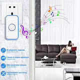 Wireless Doorbell,Waterproof Doorbell Chime Operating With 60 Melodies,5 Volume Levels &amp; LED Flash,2 Receiver US Plug