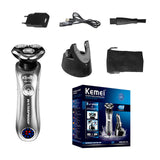 Professional rotary electric shaver wet dry beard electric razor for men rechargeable facial shaving machine with smart cleaner
