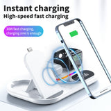 4 in 1 Fast Wireless Charger Clock Pad for iPhone 13 12 Wireless Charging Stand for Apple Watch 7 6 / Pro