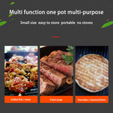 Nonstick Skillet Camping Cookware Grill Pan Party Meat Carton Steel Portable With Handles BBQ Binaural Barbecue Plate
