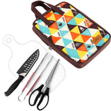 Outdoor Camping Cookware 5 Pcs Set Stainless Steel Clip/Knife/Cutting Board/scissors/multi Tool Picnic Cooking Camping Equipment