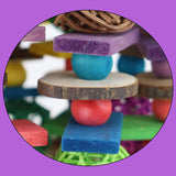 Large Parrot Chewing Toy-Natural Wooden Blocks Rattan Ball Tearing Toy Bird Cage Bite Toy For African Grey Macaws Cockatoos