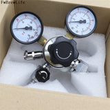 CGA320 W21.8 Dual Gauge CO2 Gas Regulator for Homebrew Soda Draft Beer Dispenser Set with 5/16'' Barbed Shuttoff Valve 0-3000PSI