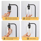 Industrial Press Control Table Lamps Bedside Nightstand Reading Lamps with Glass Shade for Bedroom Living Room US Plug