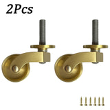 1/4PCS Universal Furniture Caster Antique Casters Wheels Vintage Brass Wheels Heavy Duty, M6/M7 Screw Mounting for Furniture