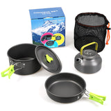 2-3 Person Outdoor Camping Portable Tableware Kettle Fry Pan Pot Cooking Travel Picnic Set