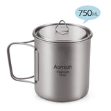 Aomiun Ultralight Titanium Cup Camping Water Mug Outdoor Portable Camping Picnic Water Cup Mug with Foldable Handle