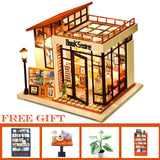 CUTEBEE DIY Dollhouse Kit Wooden Doll House Miniature House Furniture Kit Casa Music Led Toys for Children Birthday Gift A68B