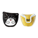 1Pcs Crooked Cat Golf Putter Cover Waterproof PU Leather Magic Tape Golf Club Cover for Mallet Putter Golf Headcover Protector