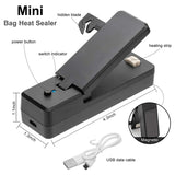 Mini Bag Sealer-2In1 Portable Heat Sealers Rechargeable Handheld Vacuum Heat Sealers &amp;Cutter for Plastic Bag Storage Food