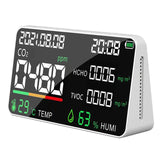 Air Quality Detector CO2 Tester with Carbon Dioxide TVOC HCHO Value Electricity Quantity Temperature Humidity Display Function