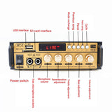 600W Hifi Power Amplifier Speaker Bluetooth 5.0 Car Subwoofer Audio FM USB Music Player Home Theater Amplifier EU Plug