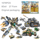 1078 pcs world war 2 Army figures Set troops Building Blocks Bricks Militaryed Tanks Robot Helicoptered Armored car Model Toys