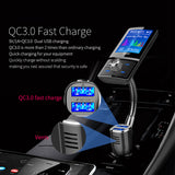 Konrisa Bluetooth FM Transmitter Modulator Aux Output QC3.0 Fast Charger Handsfree Car Kit Dual USB Port Support TF Card U-disk
